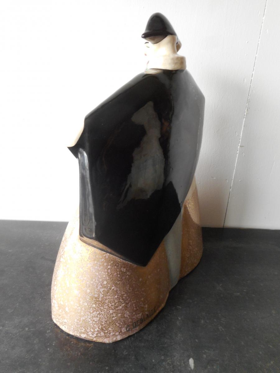 Great Ceramic Art Deco Period Signed Gaston Deblaize 1895-1935-photo-2