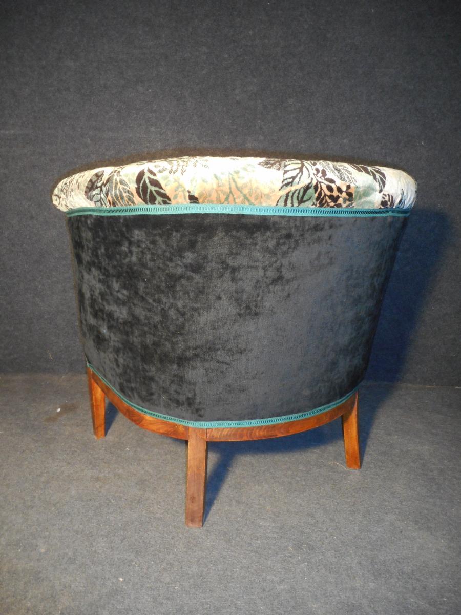 Paire De Fauteuil Tonneau En Marqueterie époque Art Deco -photo-6