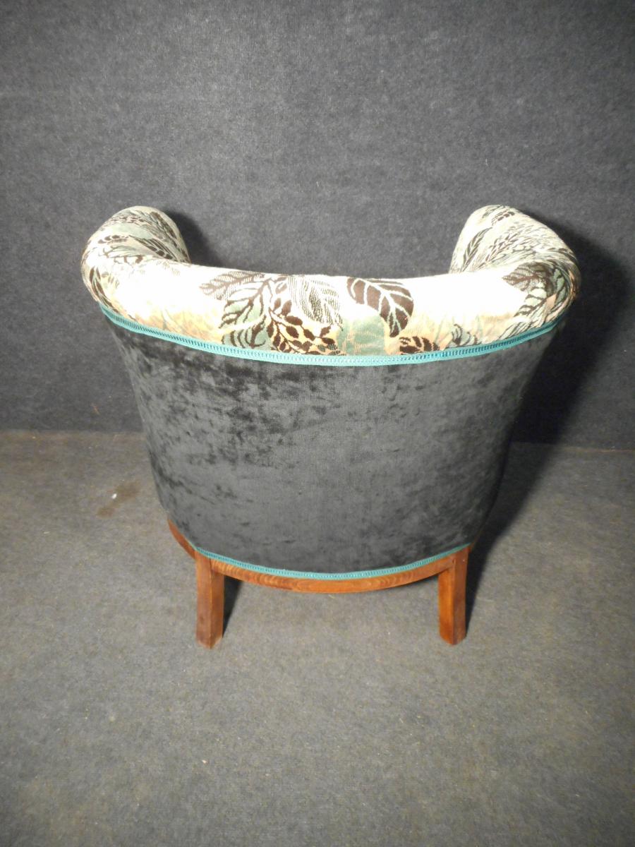 Paire De Fauteuil Tonneau En Marqueterie époque Art Deco -photo-7