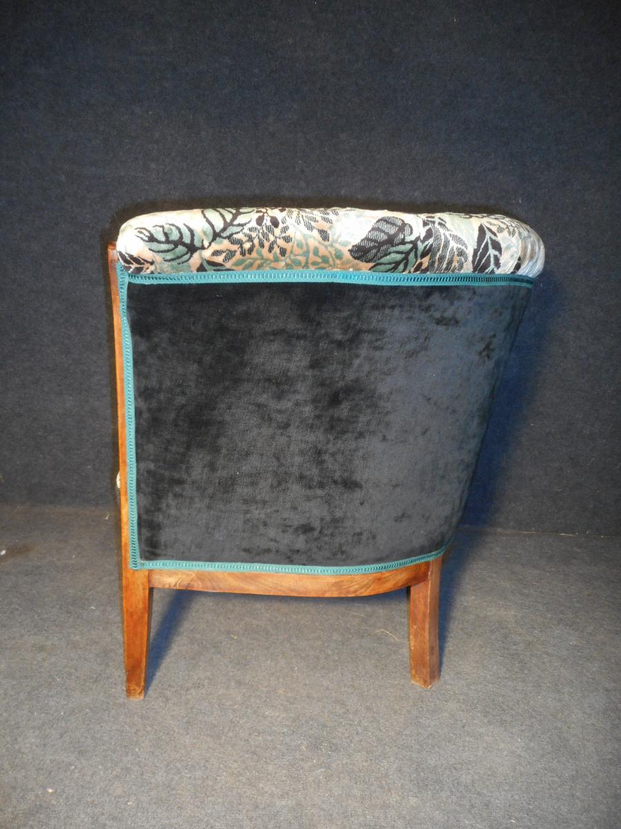 Paire De Fauteuil Tonneau En Marqueterie époque Art Deco -photo-8