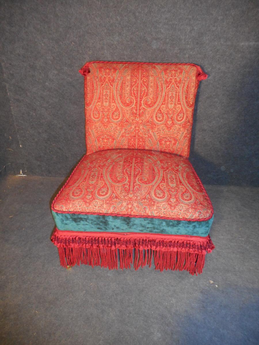 Ensemble Fauteuil Et Chauffeuse cachemire époque Napoléon III-photo-3