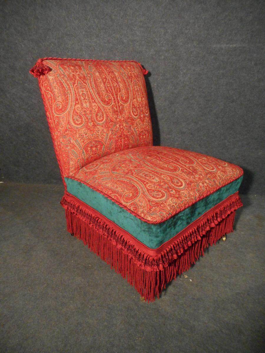 Ensemble Fauteuil Et Chauffeuse cachemire époque Napoléon III-photo-4