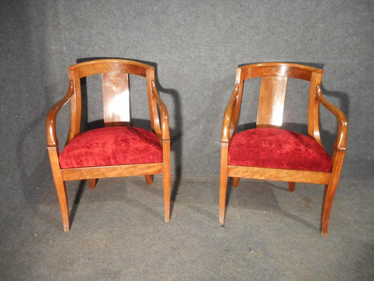 Pair Of Mahogany Armchairs Of Cuba Restoration Period