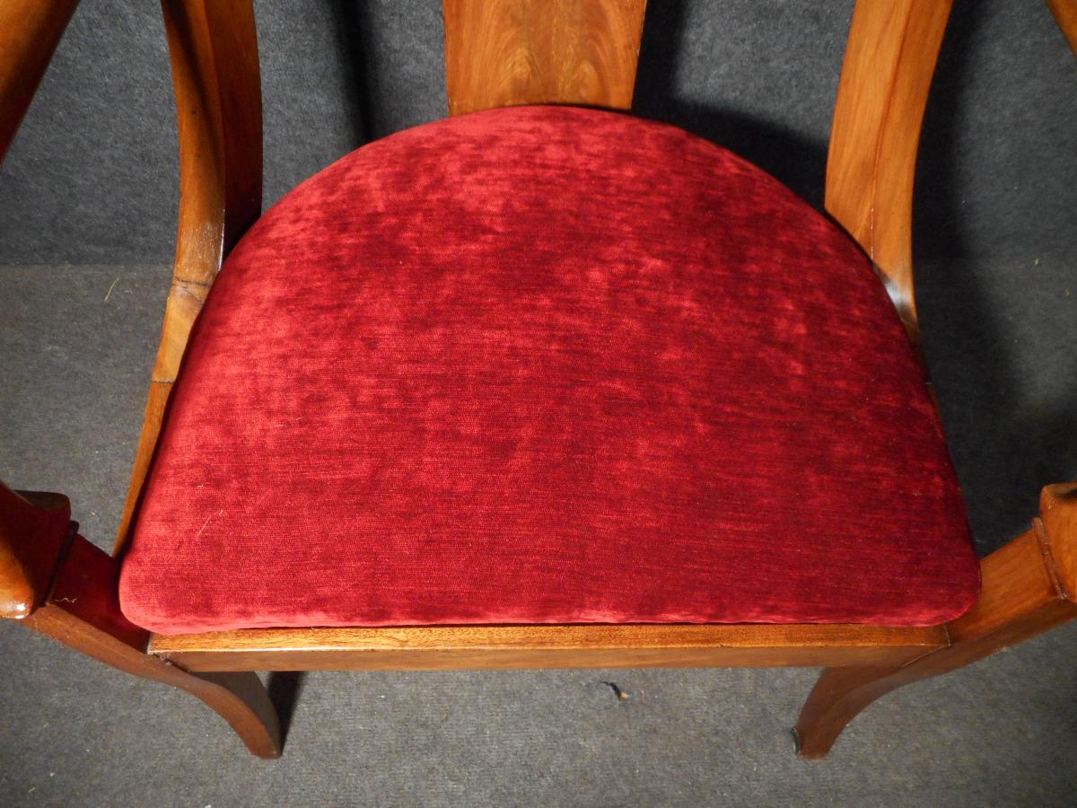 Pair Of Mahogany Armchairs Of Cuba Restoration Period-photo-2
