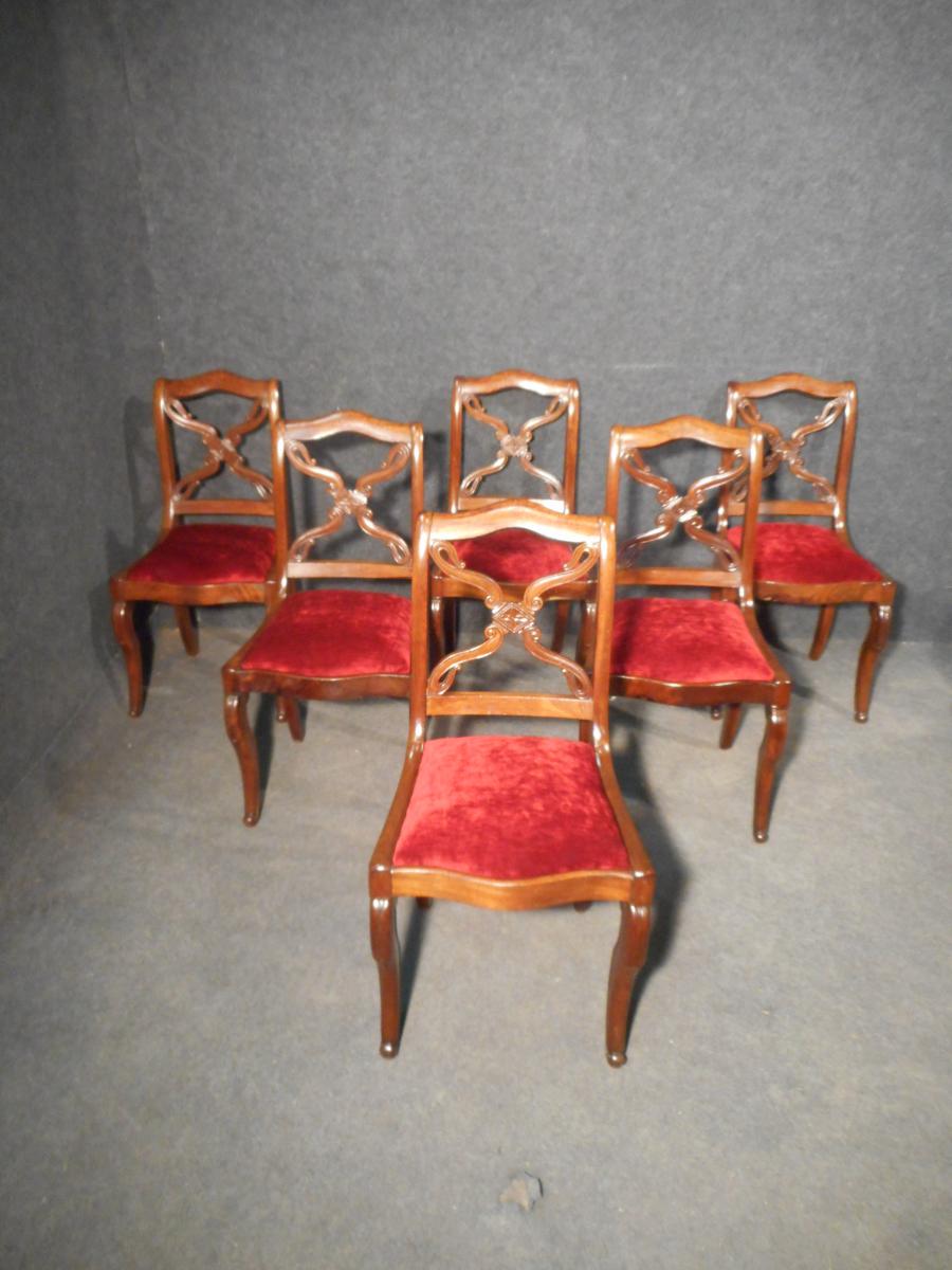 Set Of 6 Chairs Restoration Period Mahogany Of Cuba