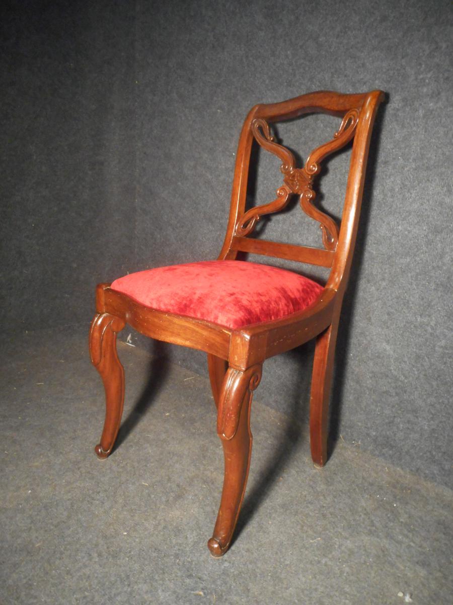 Set Of 6 Chairs Restoration Period Mahogany Of Cuba-photo-4