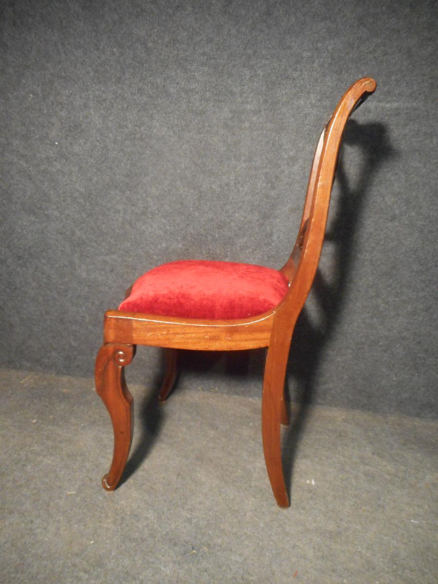 Set Of 6 Chairs Restoration Period Mahogany Of Cuba-photo-4