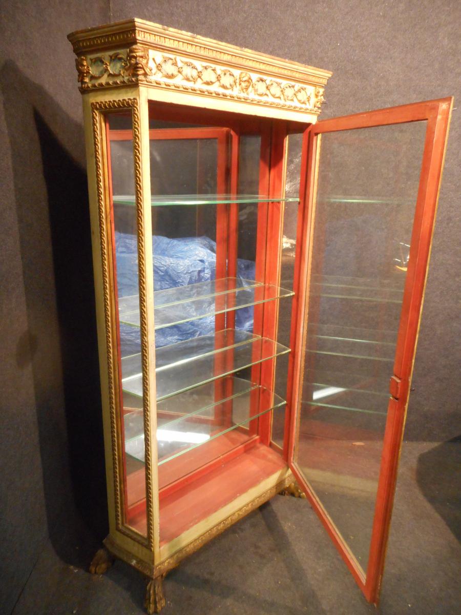 Vitrine Italie époque XVIIIe En Bois Laque Et Doré-photo-6