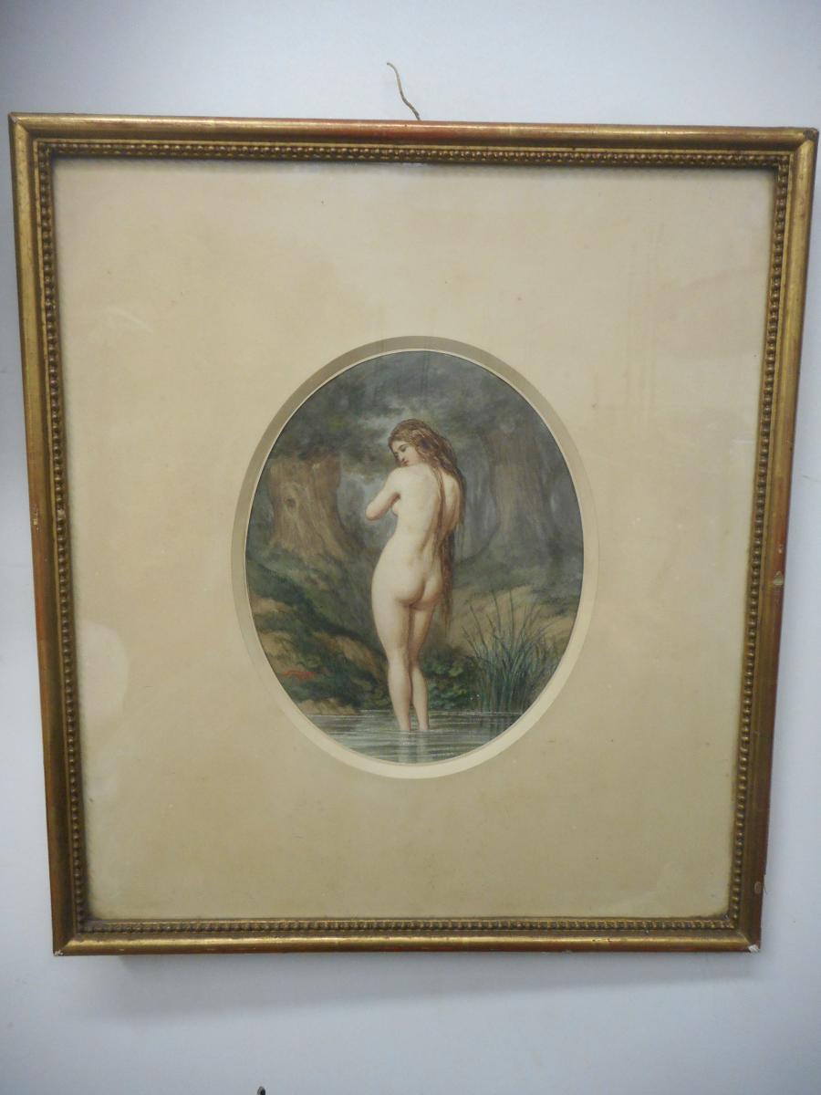 Aquarelle Femme Signé Louis Gabriel Morel-retz 1825-1899-photo-4