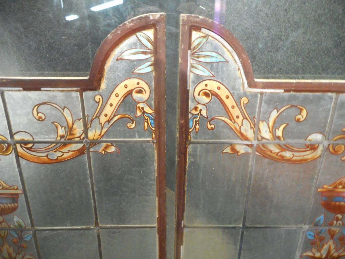 Pair Of Stained Glass Doors Art Nouveau-photo-2