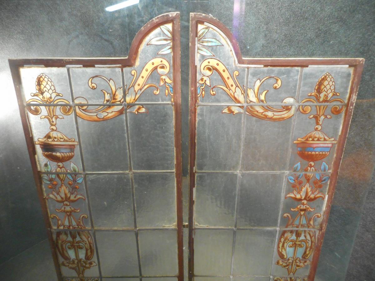 Pair Of Stained Glass Doors Art Nouveau-photo-5