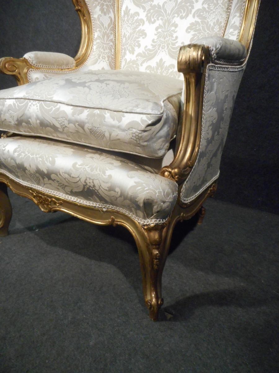 Paire De Bergères En Bois Doré époque Début XIXème-photo-4