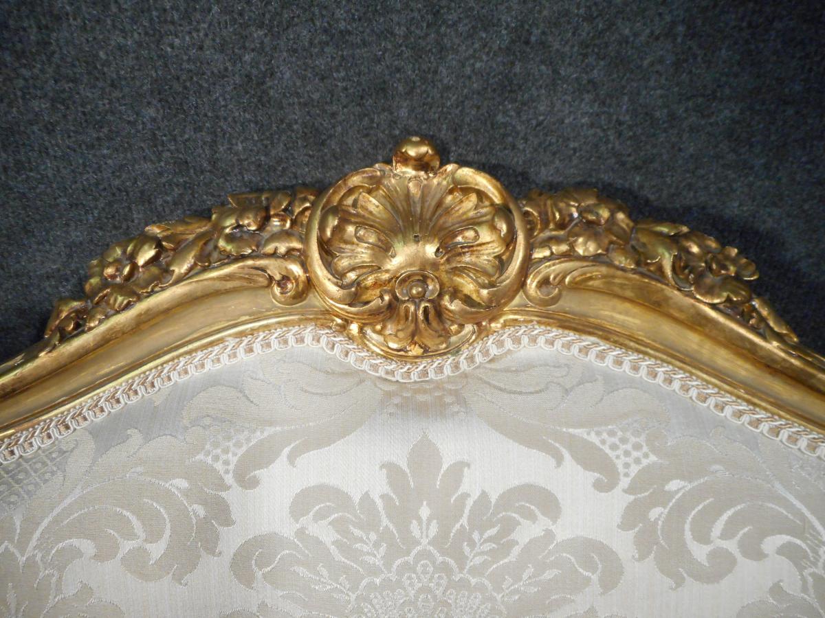 Paire De Bergères En Bois Doré époque Début XIXème-photo-3