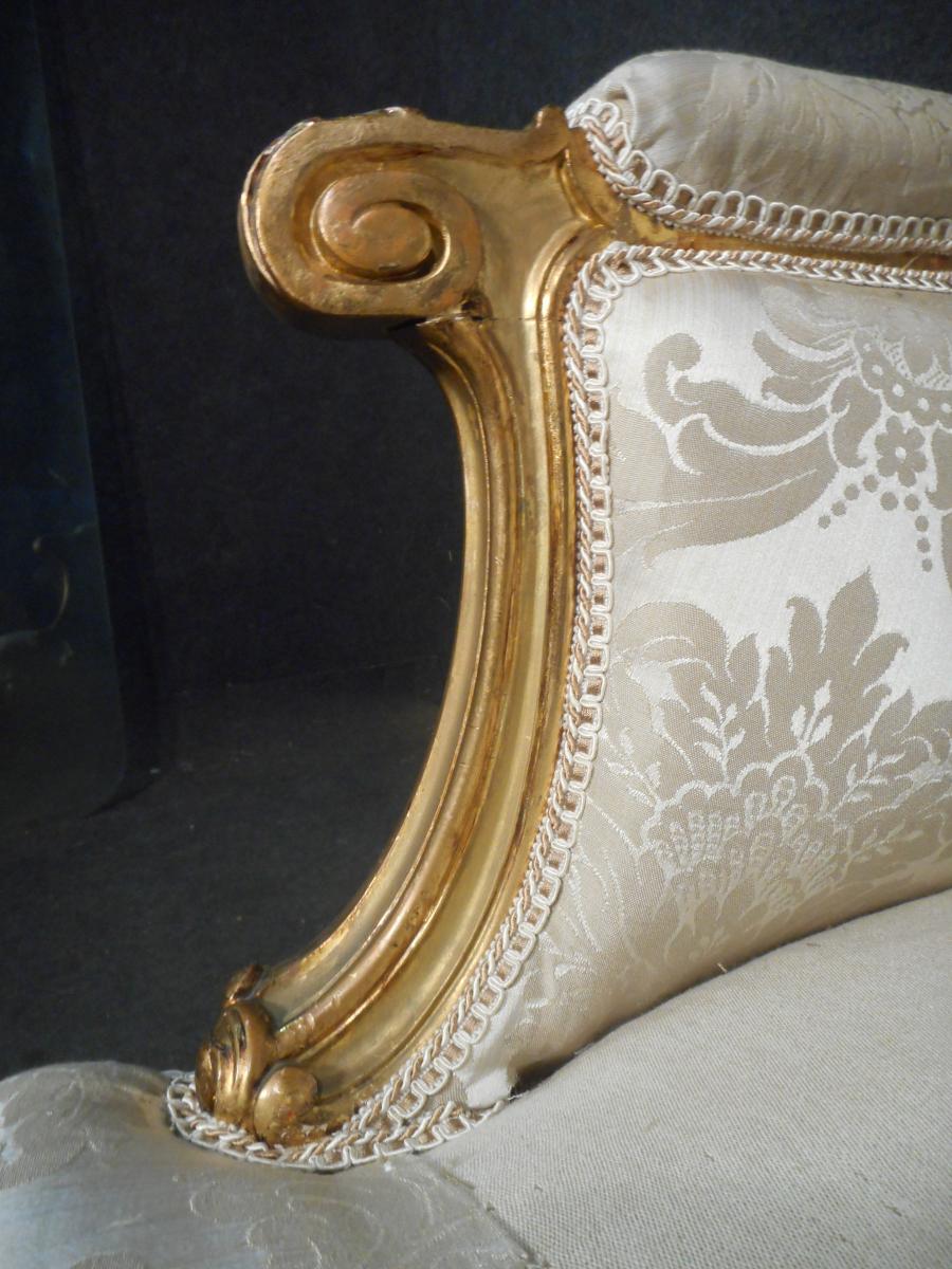 Paire De Bergères En Bois Doré époque Début XIXème-photo-5