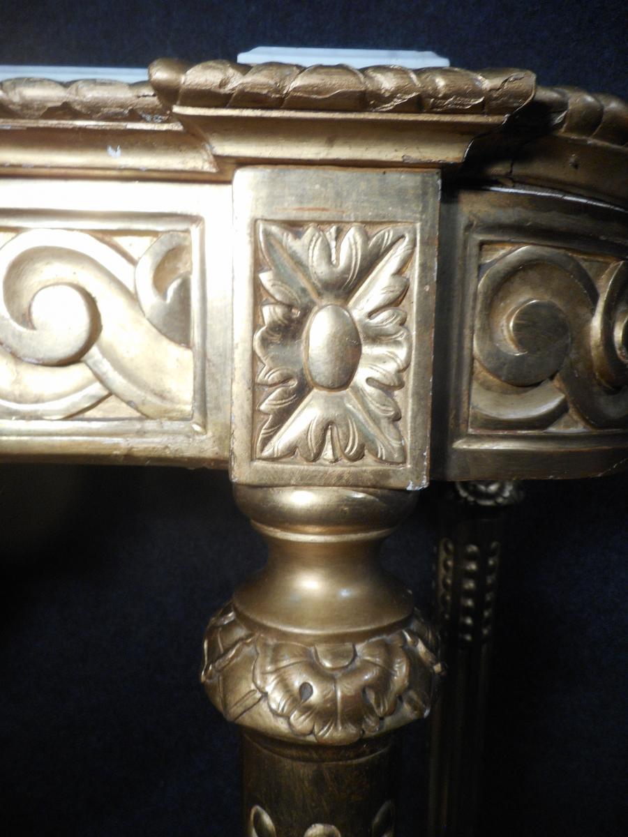 Console In Golden Wood Louis XVI With Music Attributes-photo-4