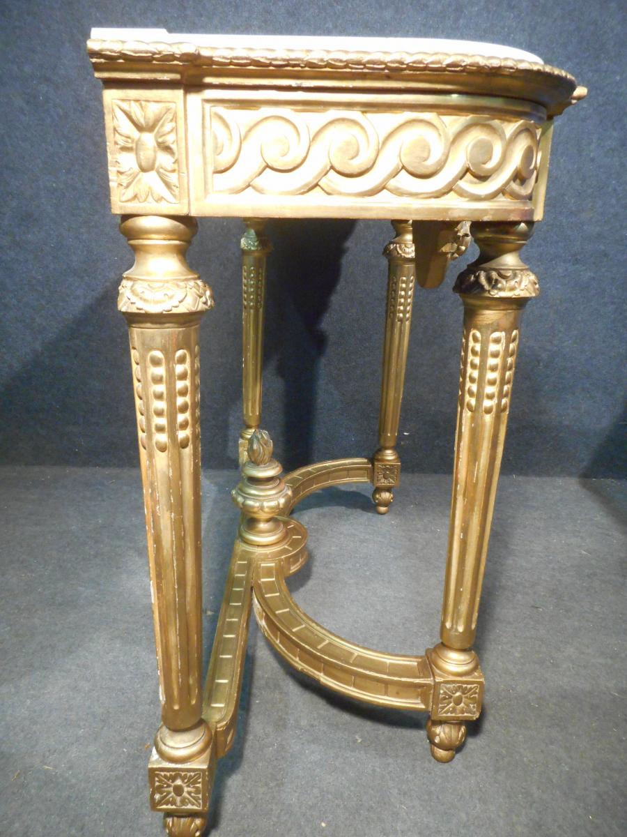 Console In Golden Wood Louis XVI With Music Attributes-photo-7
