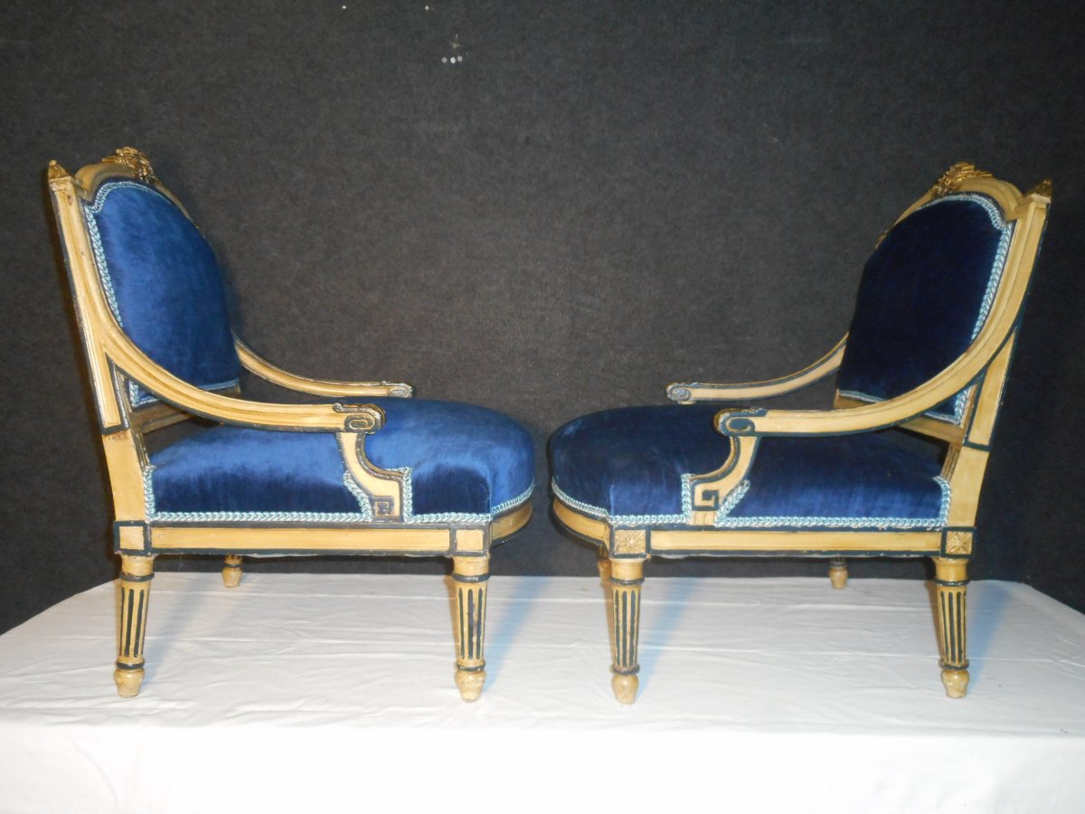 Pair Of Lacquered Armchairs Napoleon III-photo-4