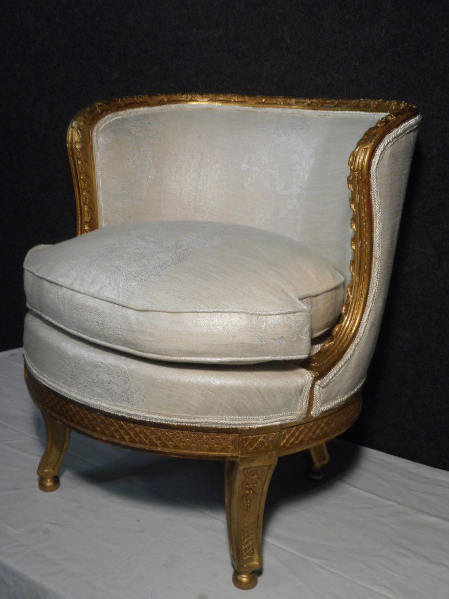 Basket Armchair In Golden Wood Nineteenth Time