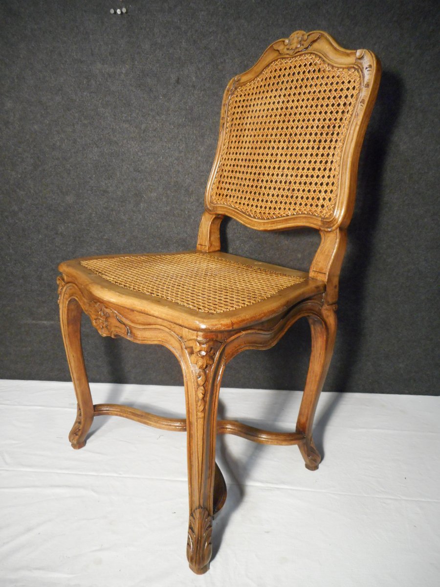 Series Of 6 Cane Chairs In Beech Eighteenth Time-photo-4