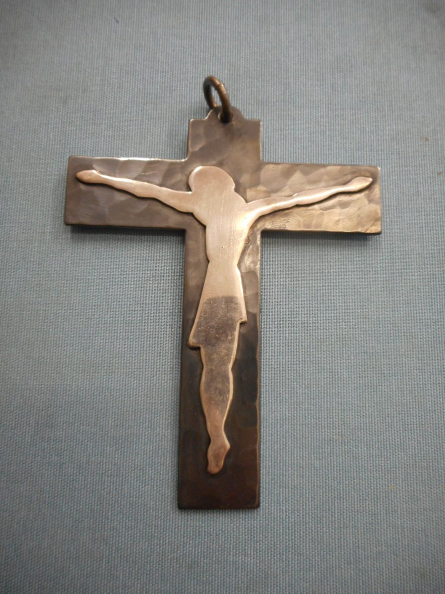 Hammered Crucifix By Jean Despres (1889-1990)-photo-2