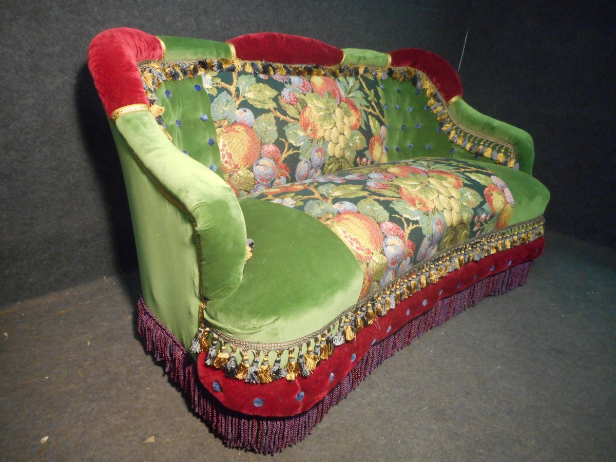 Napoleon III Period Buttoned Living Room Set-photo-7