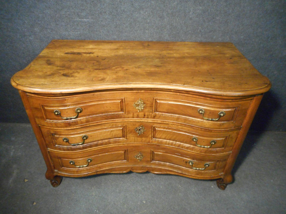 Curved Commode With Walnut System Eighteenth Stamped-photo-2