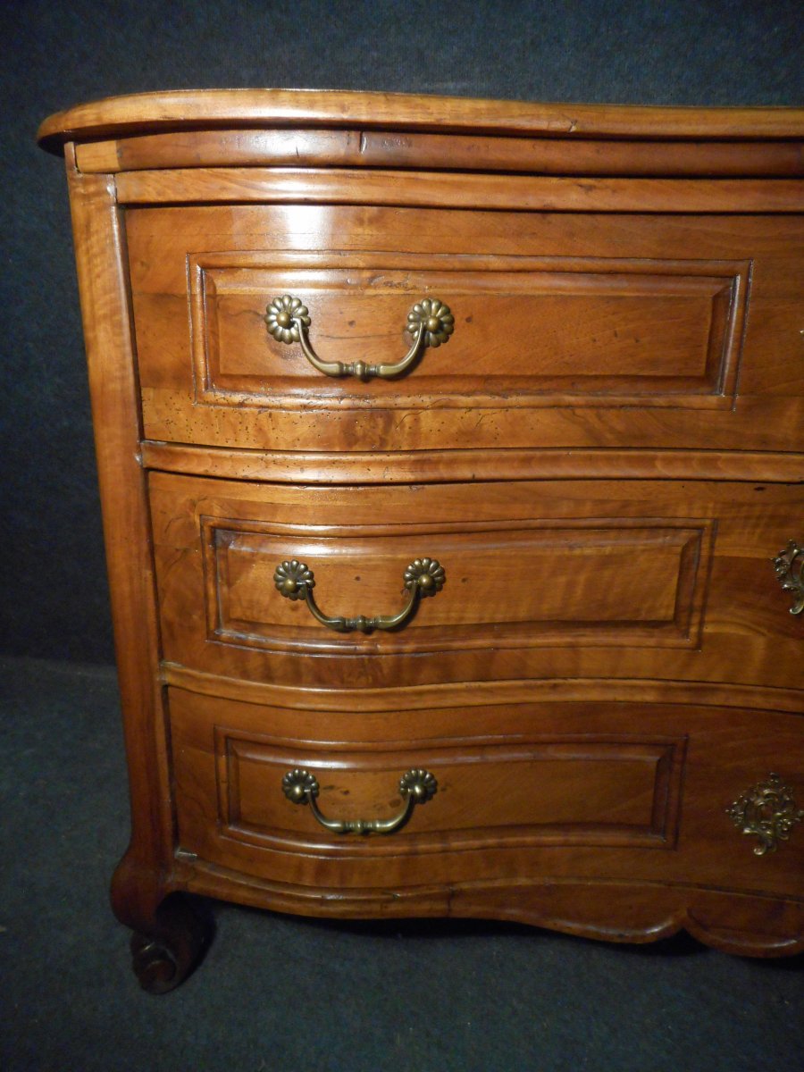 Curved Commode With Walnut System Eighteenth Stamped-photo-4