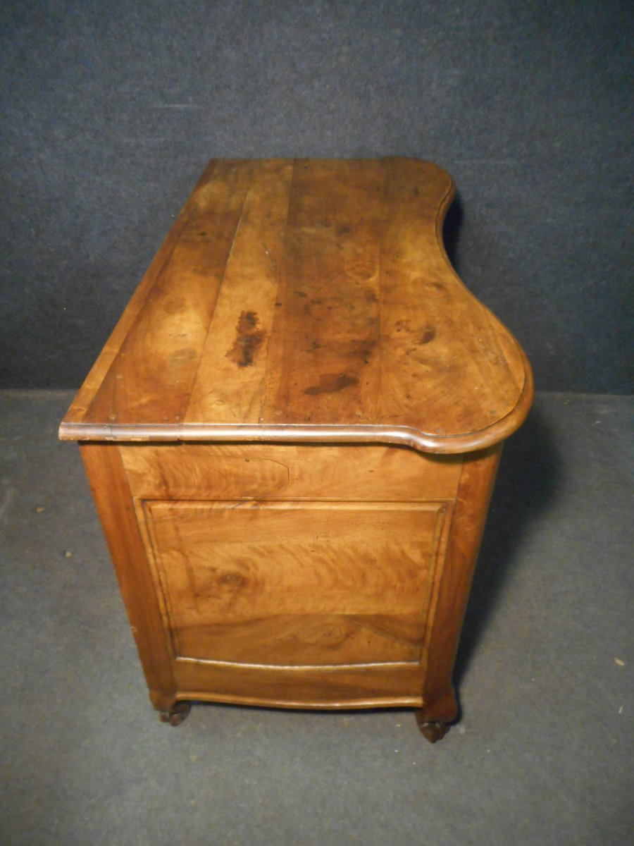 Curved Commode With Walnut System Eighteenth Stamped-photo-7