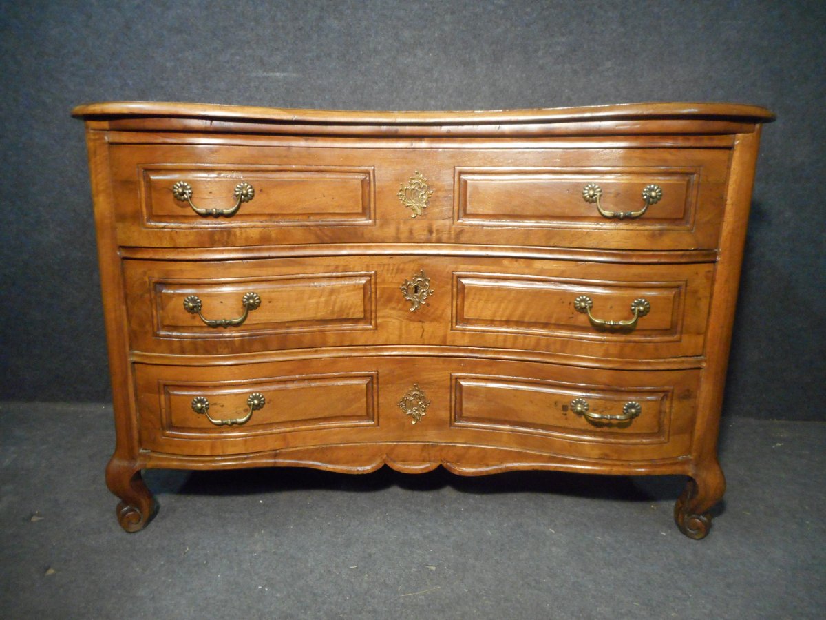 Curved Commode With Walnut System Eighteenth Stamped