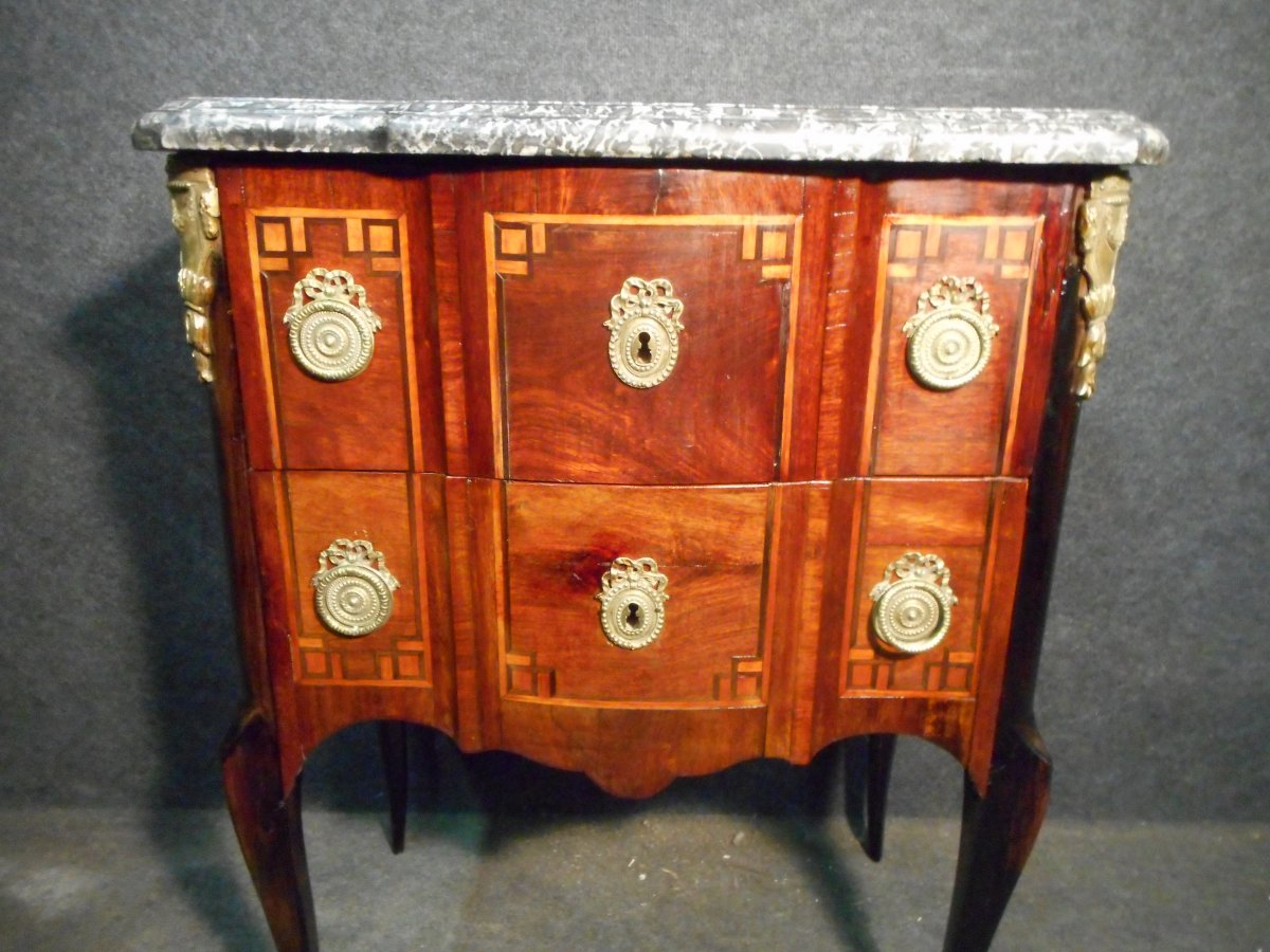 Commode In Marquetry And Gilt Bronze Eighteenth Time Stamped Wild Philippe Ambroise-photo-3