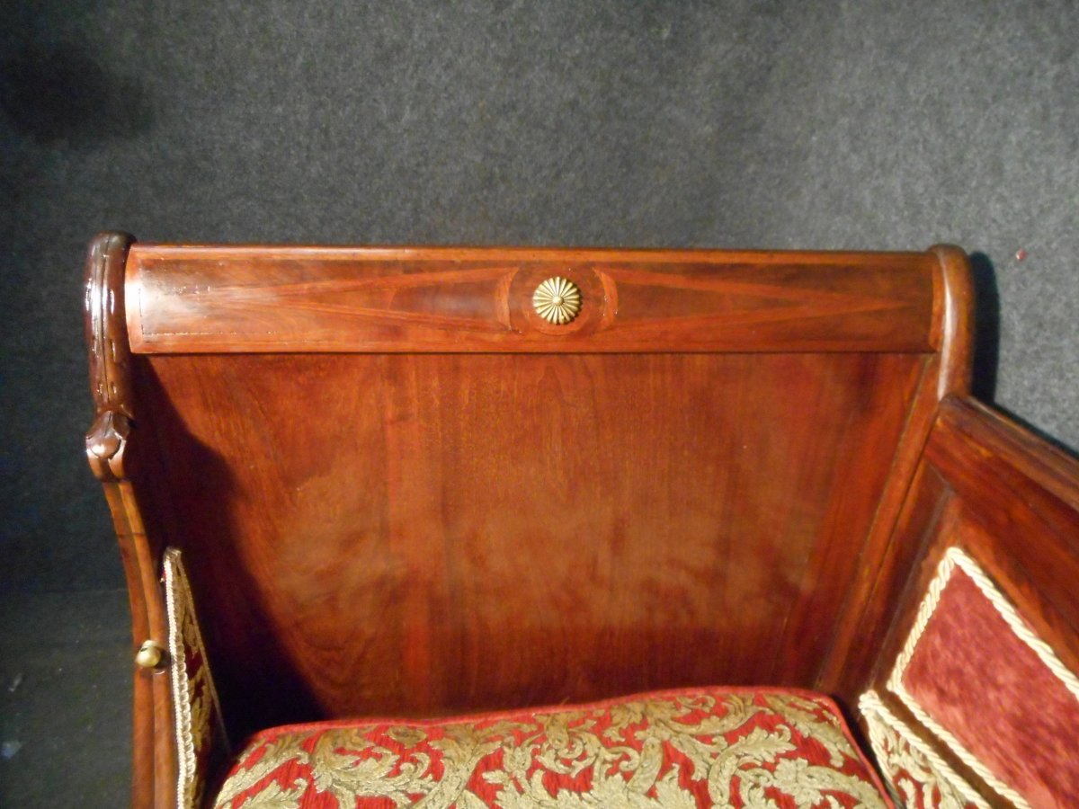 Child's Bed With Swan Neck Empire Period In Cuban Mahogany-photo-3