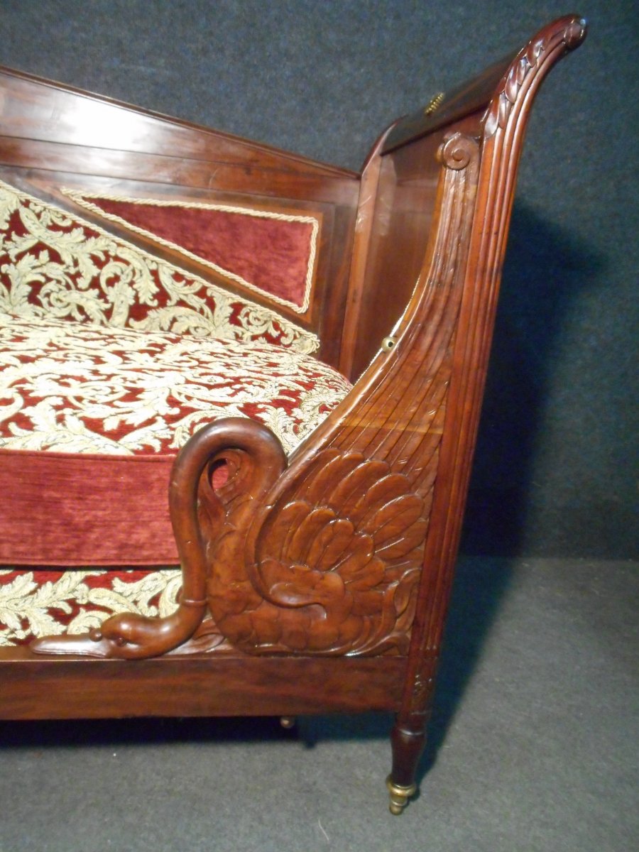 Child's Bed With Swan Neck Empire Period In Cuban Mahogany-photo-6