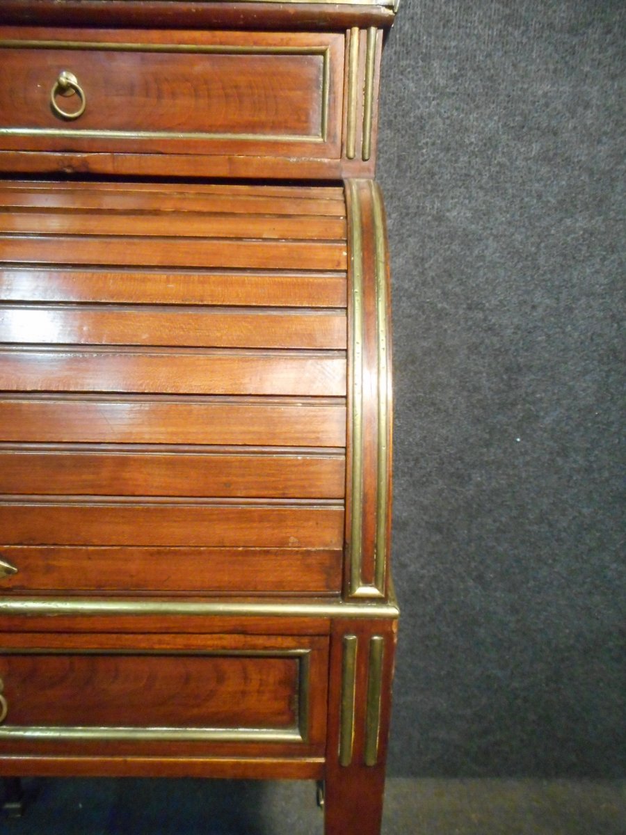 Small Child Cylinder Desk Late 18th Century In Mahogany-photo-8