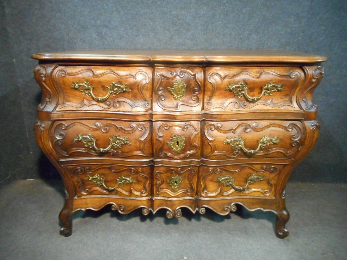 Curved Walnut Commode Regency Period