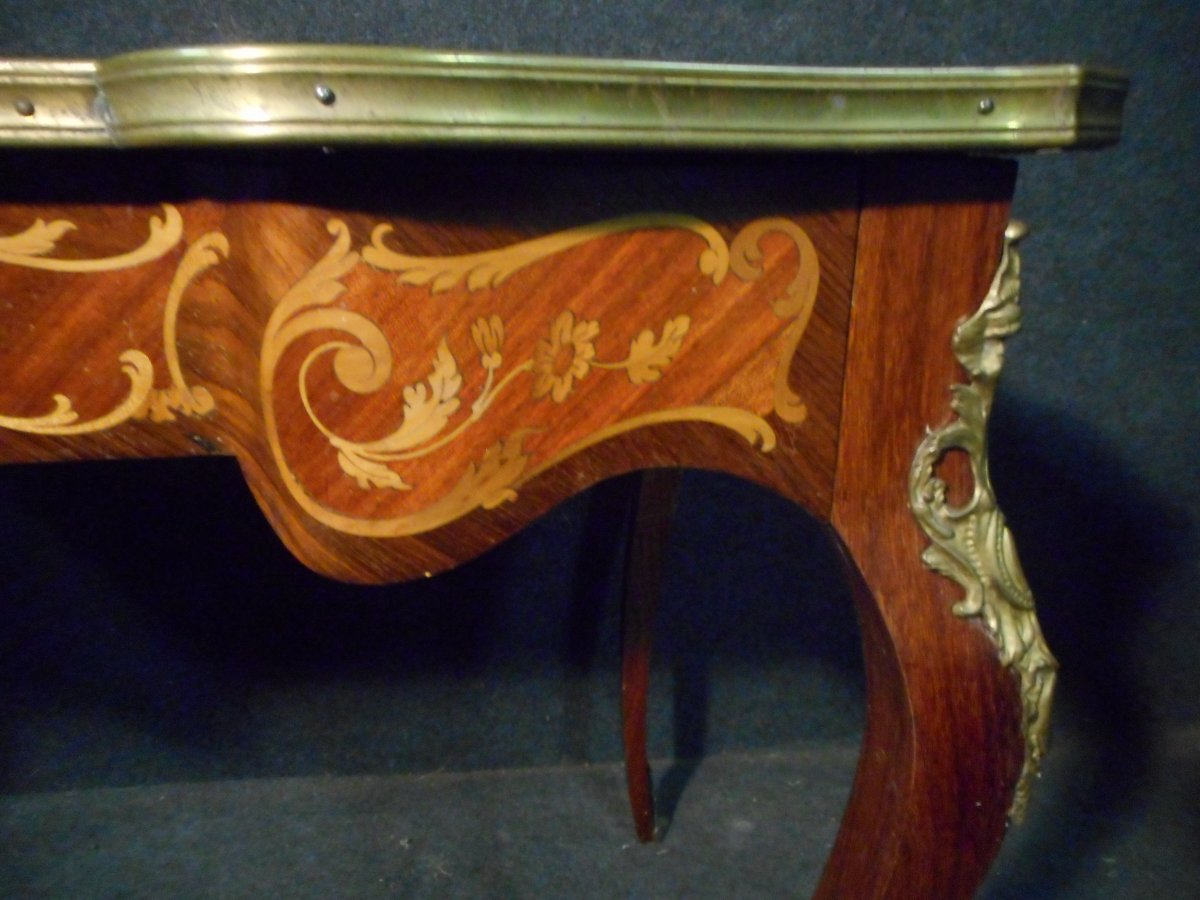 Curved Woman's Desk In Marquetry And Gilt Bronze Napoleon III Period-photo-1