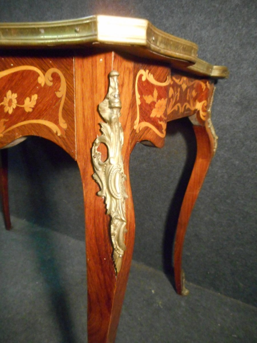 Curved Woman's Desk In Marquetry And Gilt Bronze Napoleon III Period-photo-7