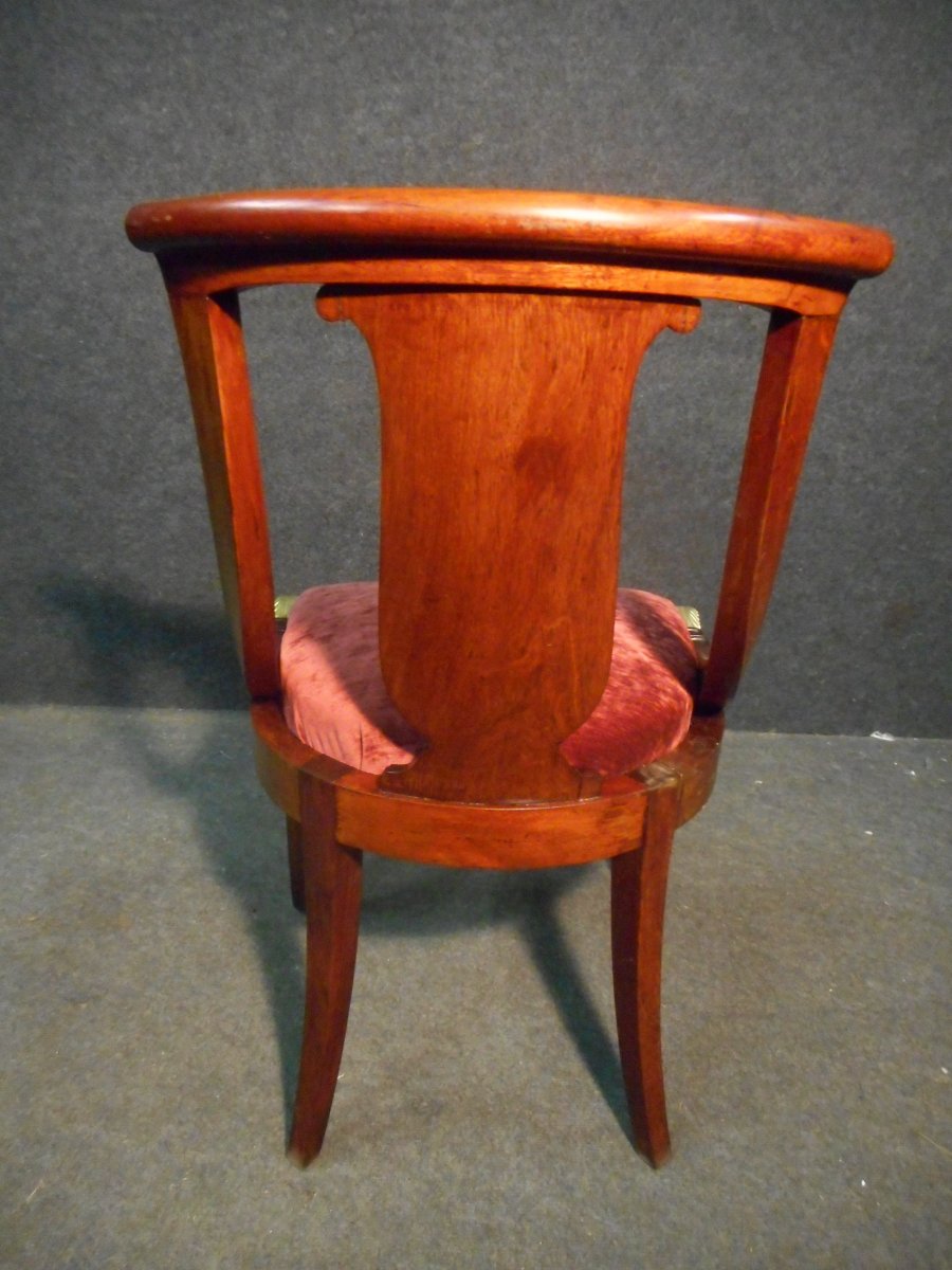 Serie De Chaises En Acajou De Cuba époque Restauration Modèle Aux Dauphins-photo-7