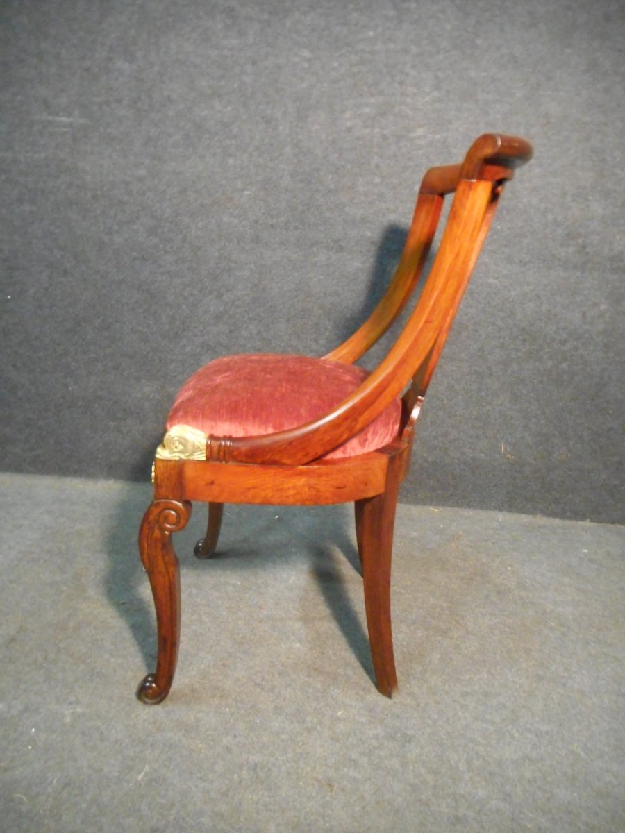 Serie De Chaises En Acajou De Cuba époque Restauration Modèle Aux Dauphins-photo-8
