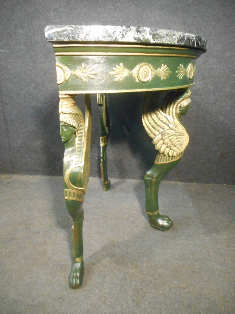 Console Sphinges Empire Period In Lacquered And Gilded Wood-photo-4