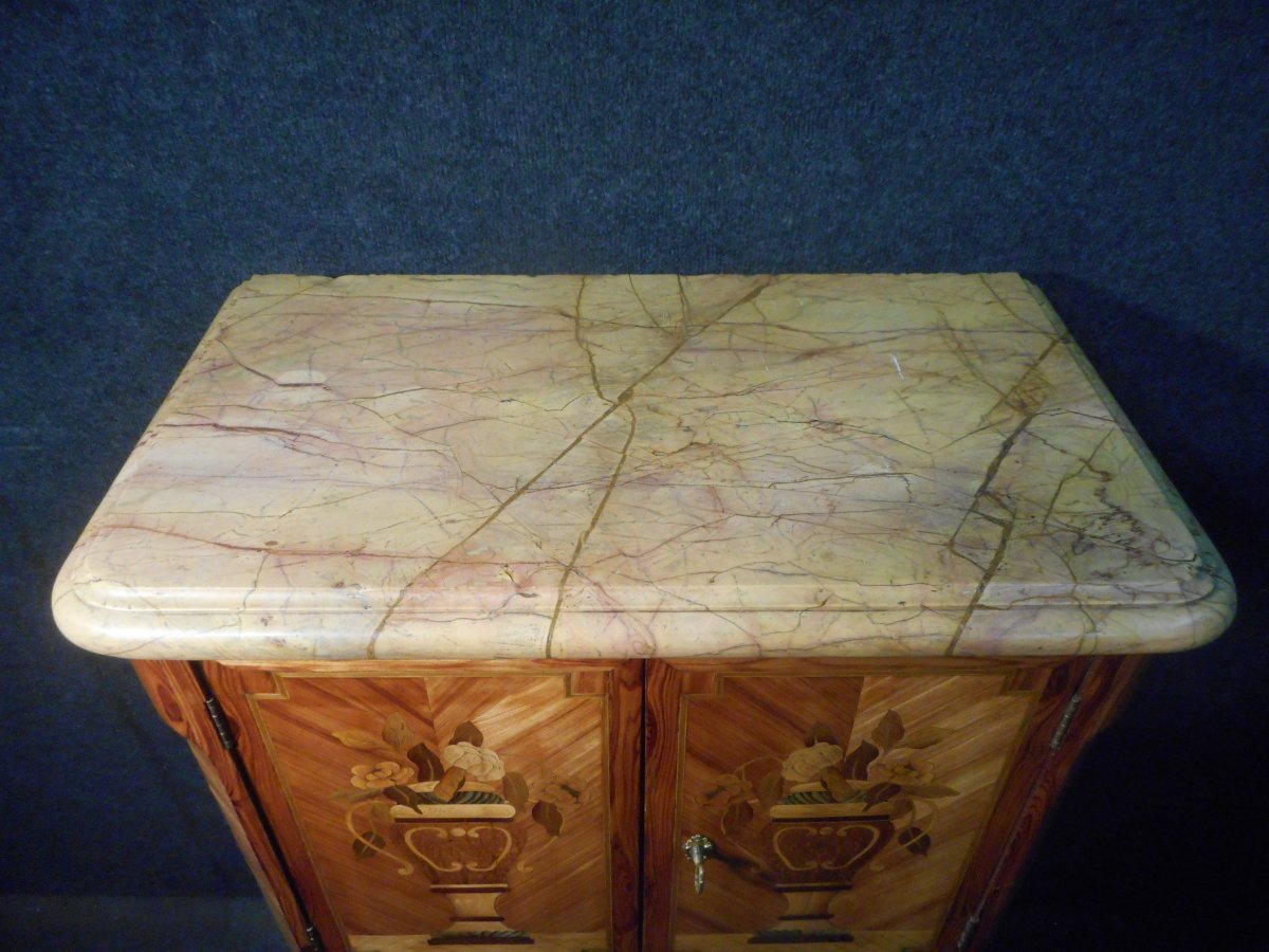 Petit Meuble En Marqueterie bois de rose Et Bronze Doré époque XVIIIe-photo-4
