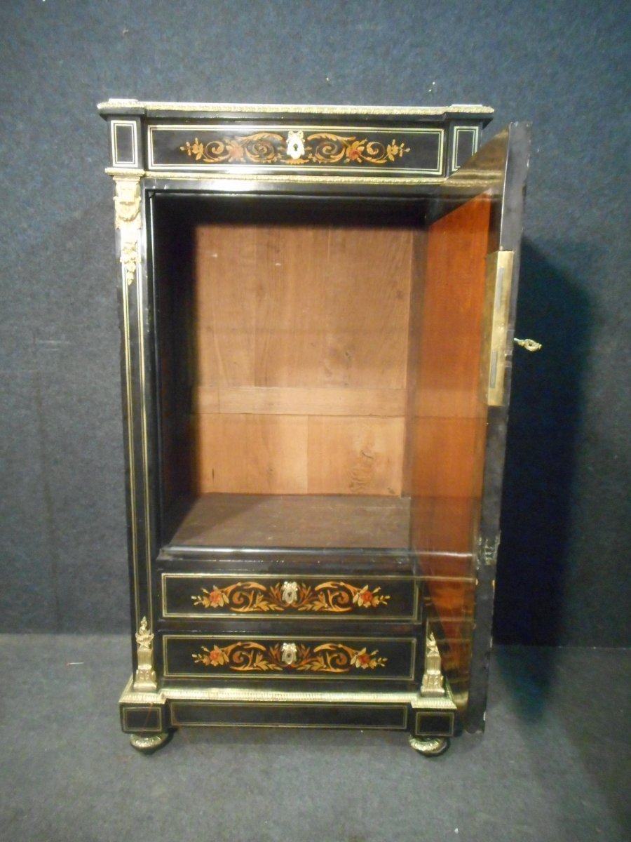 Armoirette In Marquetry And Gilt Bronze Napoleon III-photo-3