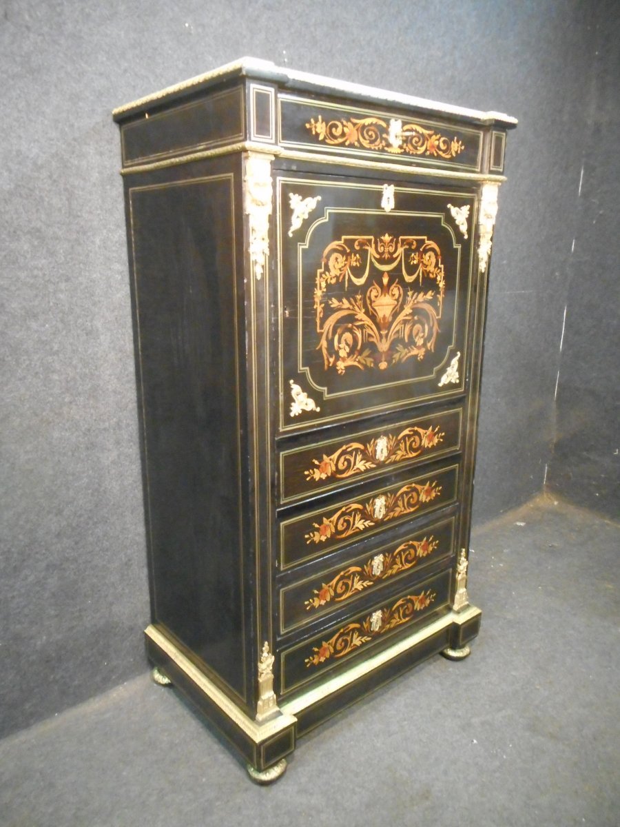 Armoirette In Marquetry And Gilt Bronze Napoleon III-photo-7