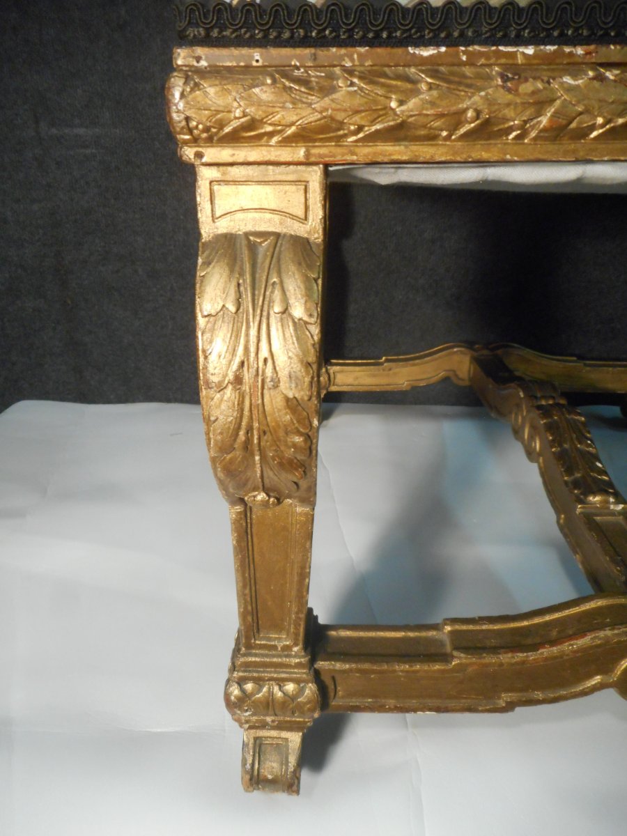 Louis XIV Style Golden Wood Stool Nineteenth Time-photo-1