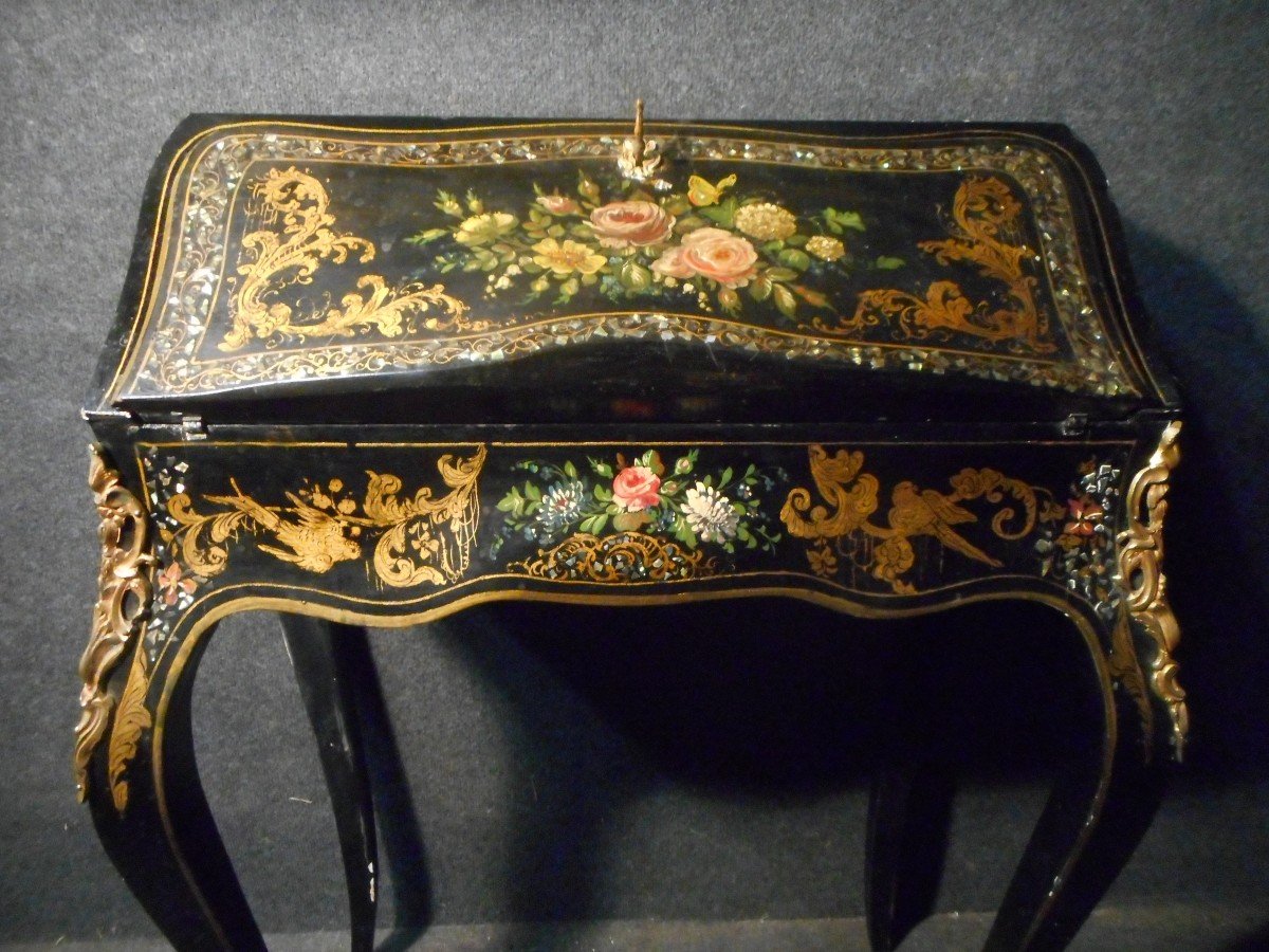 Slope Desk Napoleon III Inlay Mother Of Pearl And Gilding-photo-2