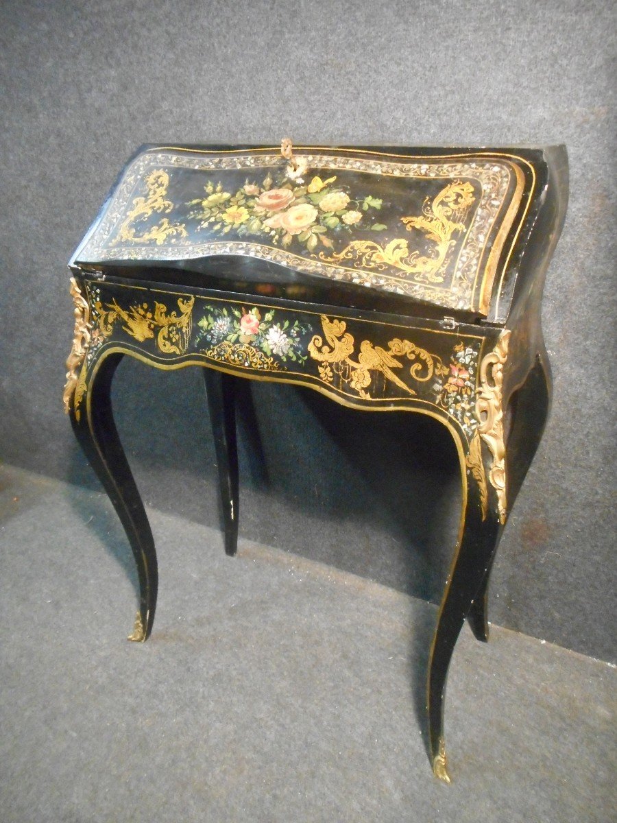 Slope Desk Napoleon III Inlay Mother Of Pearl And Gilding-photo-1
