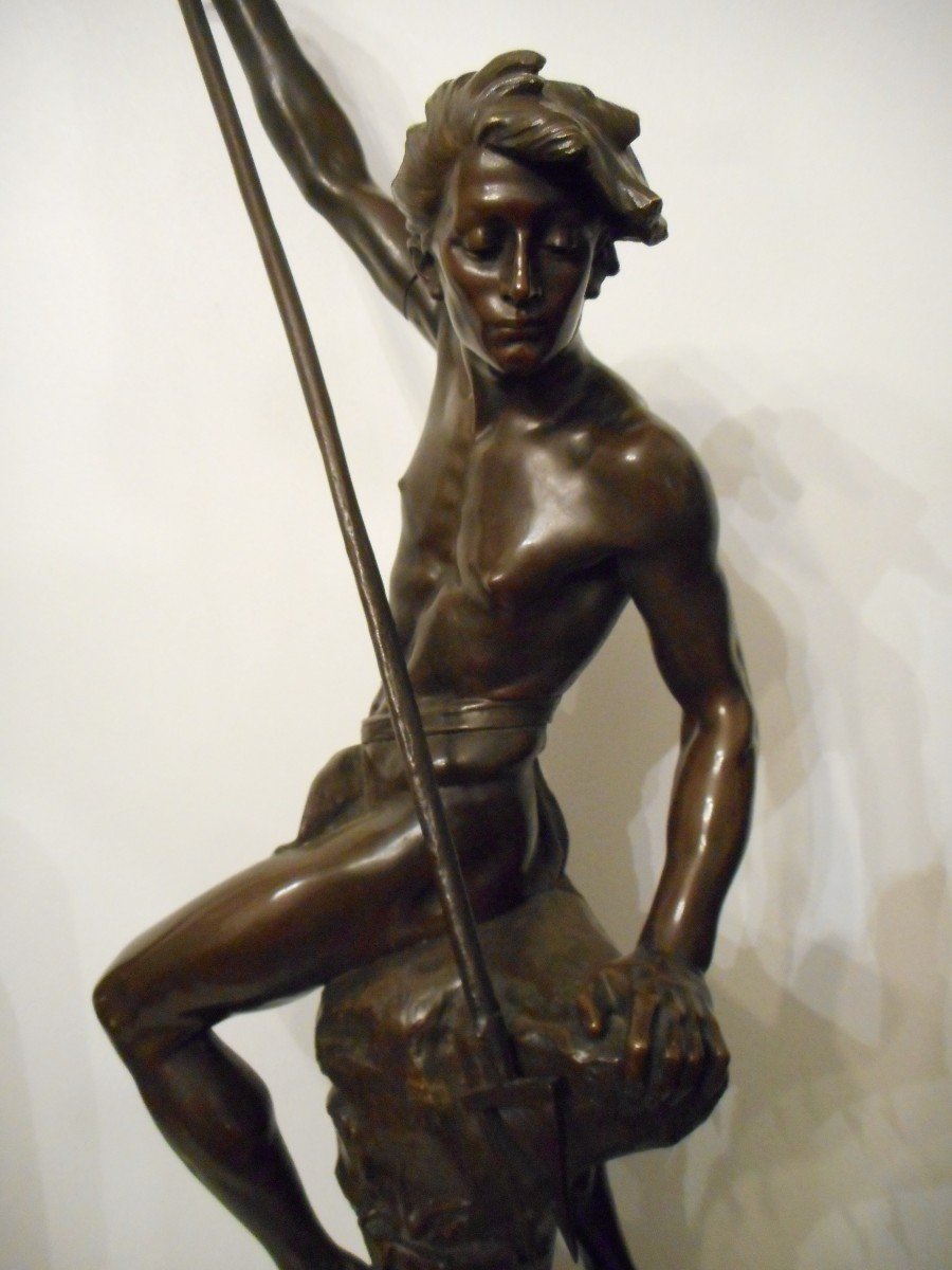 Sculpture bronze "Le Pécheur De Congre" Signé Ernest Justin Ferrand (1846-1932)-photo-2