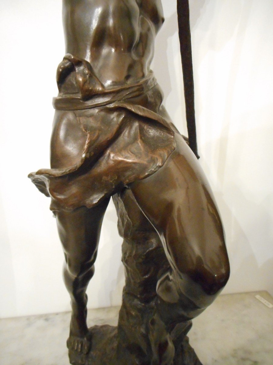 Sculpture bronze "Le Pécheur De Congre" Signé Ernest Justin Ferrand (1846-1932)-photo-3