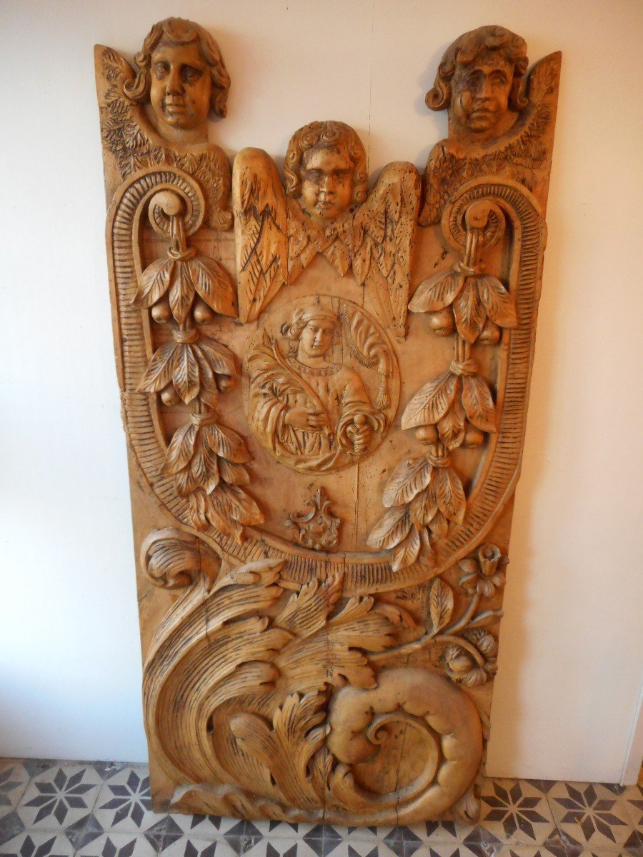 Large Religious Panels In Carved Wood 17th Century-photo-3