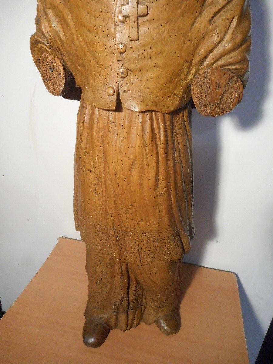 Large Religious Statue In Carved Lime 17th Century-photo-3