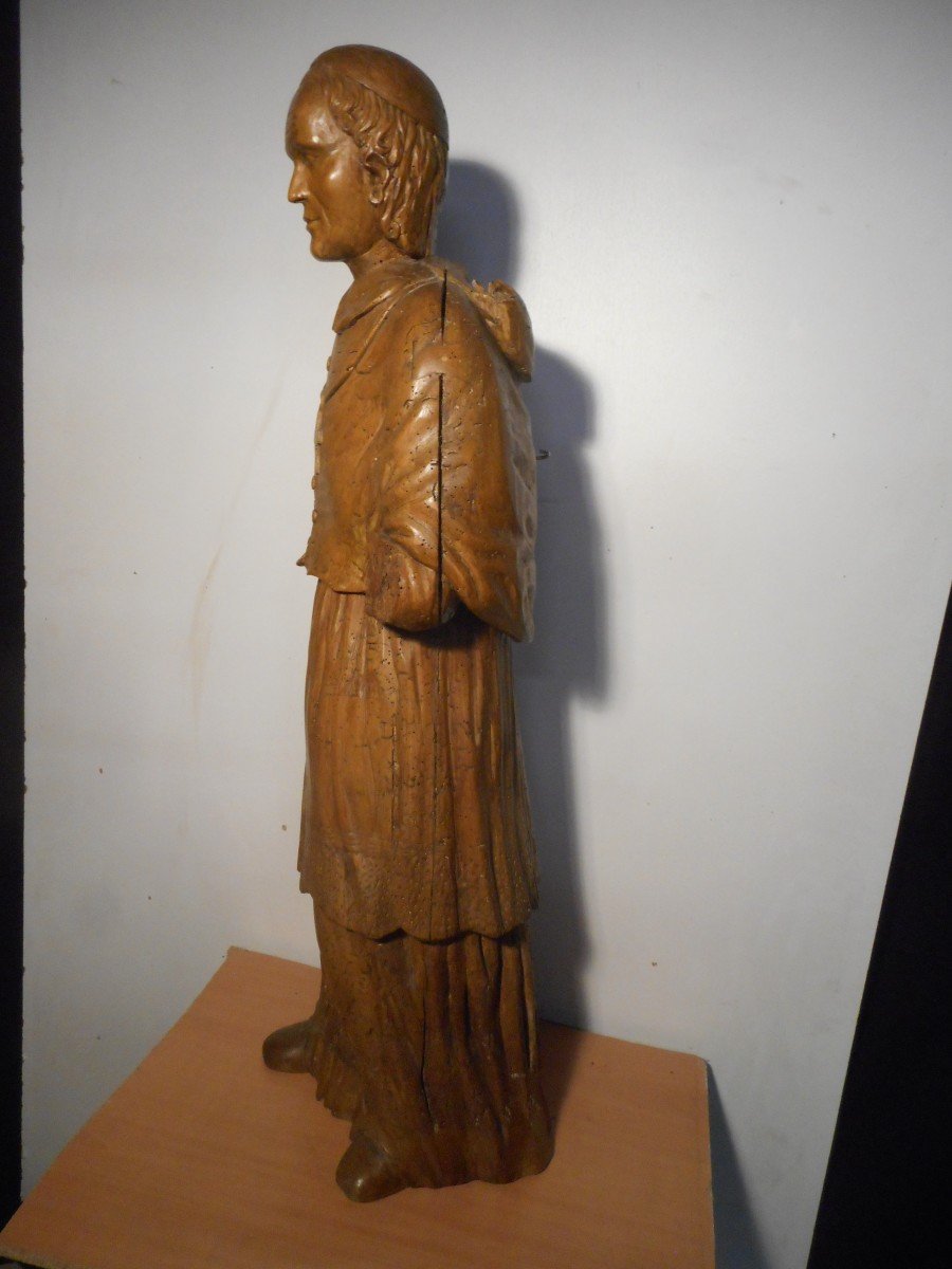 Large Religious Statue In Carved Lime 17th Century-photo-4